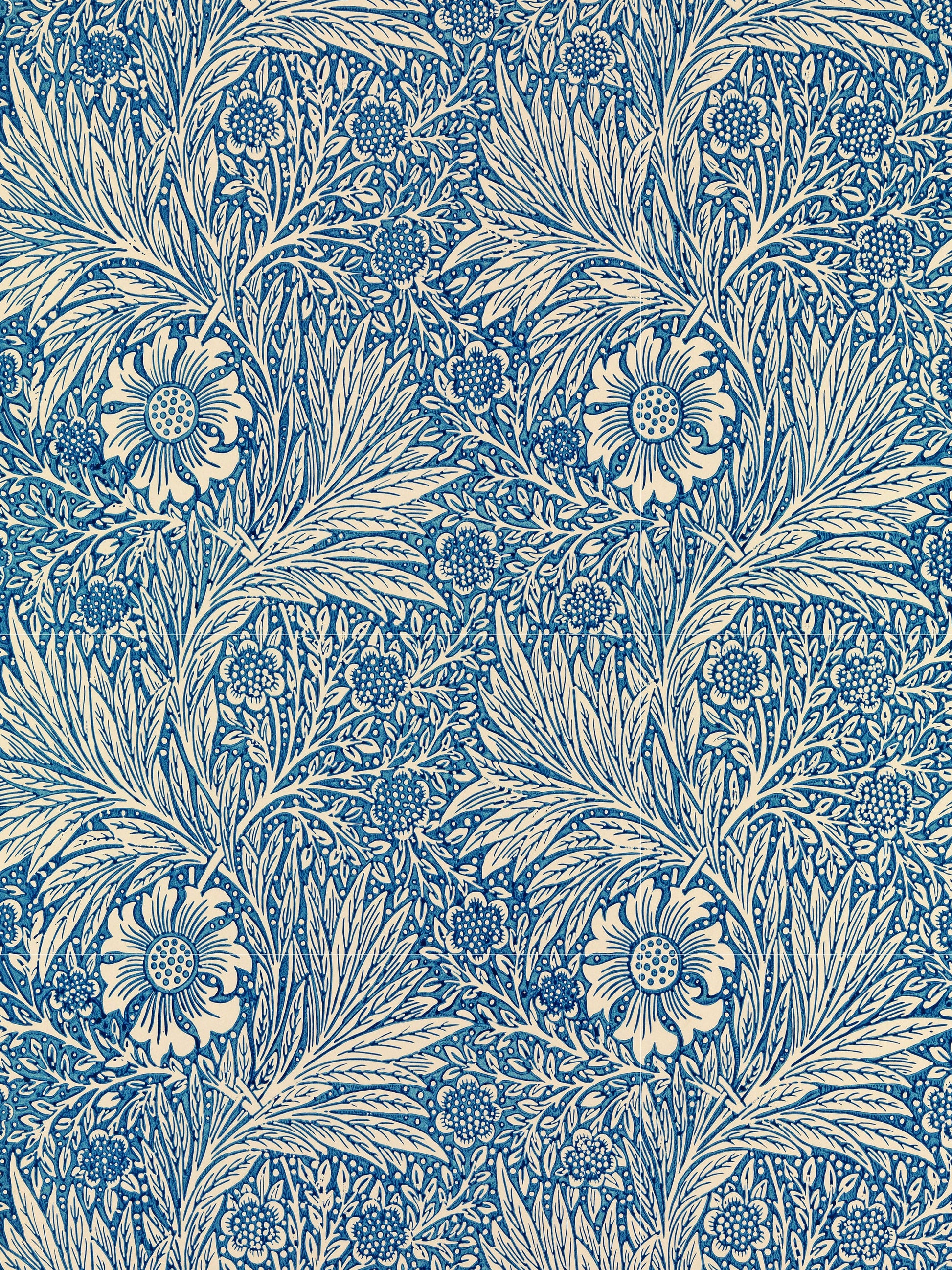 Tile Mural/Mosaic Ceramic Panel of Marigold - William Morris Pattern -Flower Wall Art -Botanical Print - Tile Mural Mosaic - Floral Painting