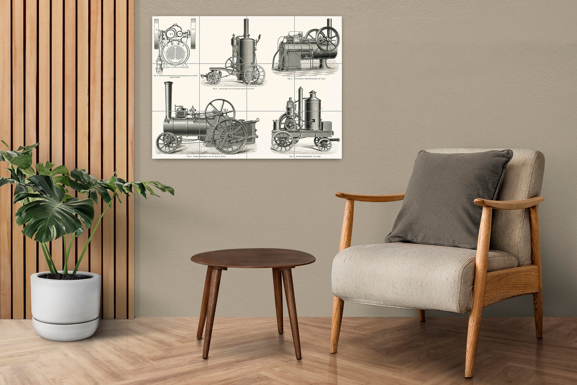 Tile Mural/Mosaic Ceramic Panel of Vintage Locomotive - Steam Locomotive print - Steam Train print - Home decor - Vintage railroad