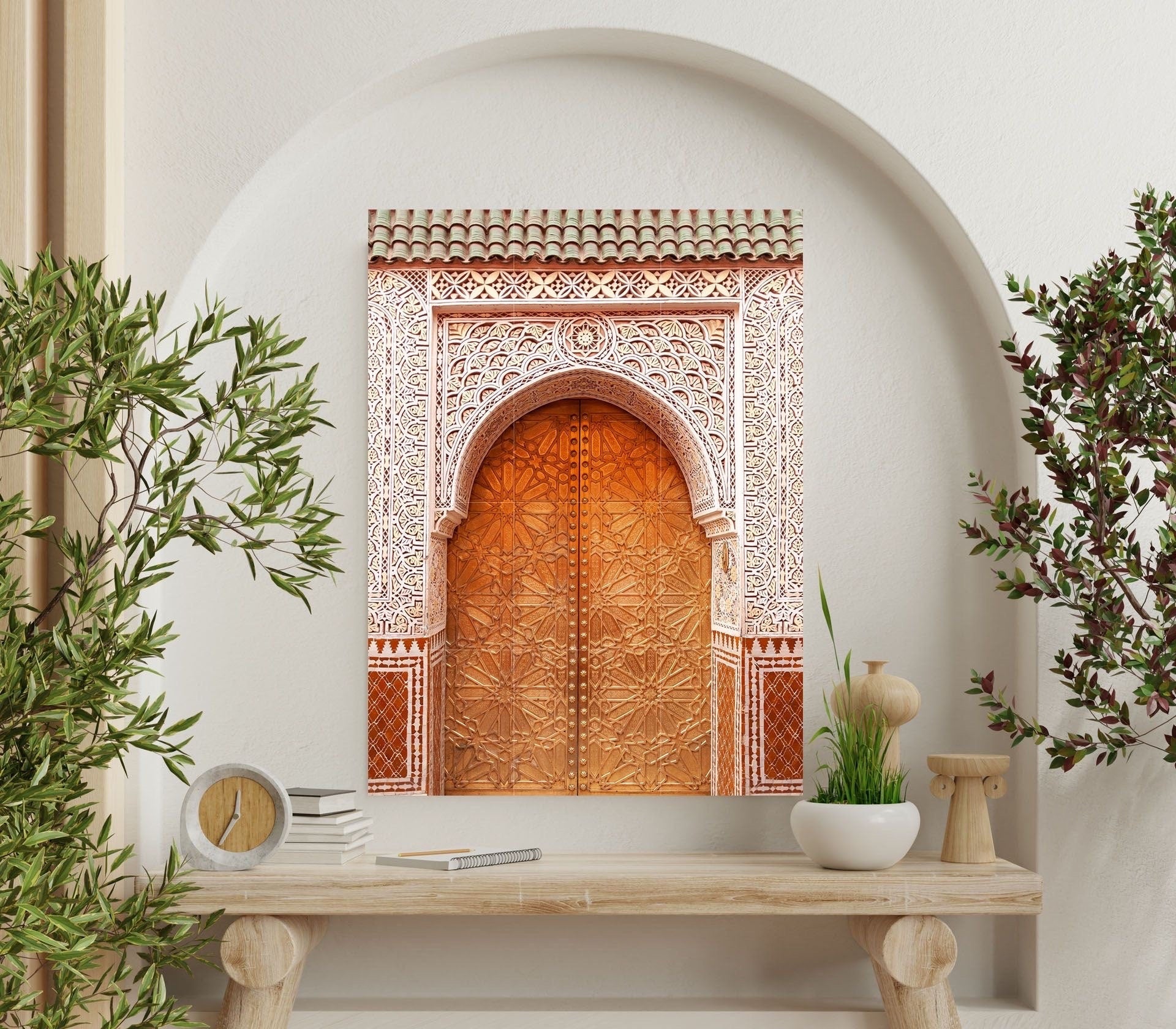 Tile Mural/Mosaic Ceramic Panel of Arabic Architecture Door Pattern -Botanical Print - Arabic Home Decor - Islamic Tile Mural - Tile Mosaic
