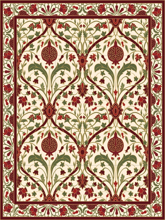 Flower Art Nouveau Ceramic Tile Mural/Mosaic - Floral Art Nouveau -Pattern Art Print - Flower Mural - Botanical Print - Art Nouveau Wall Art