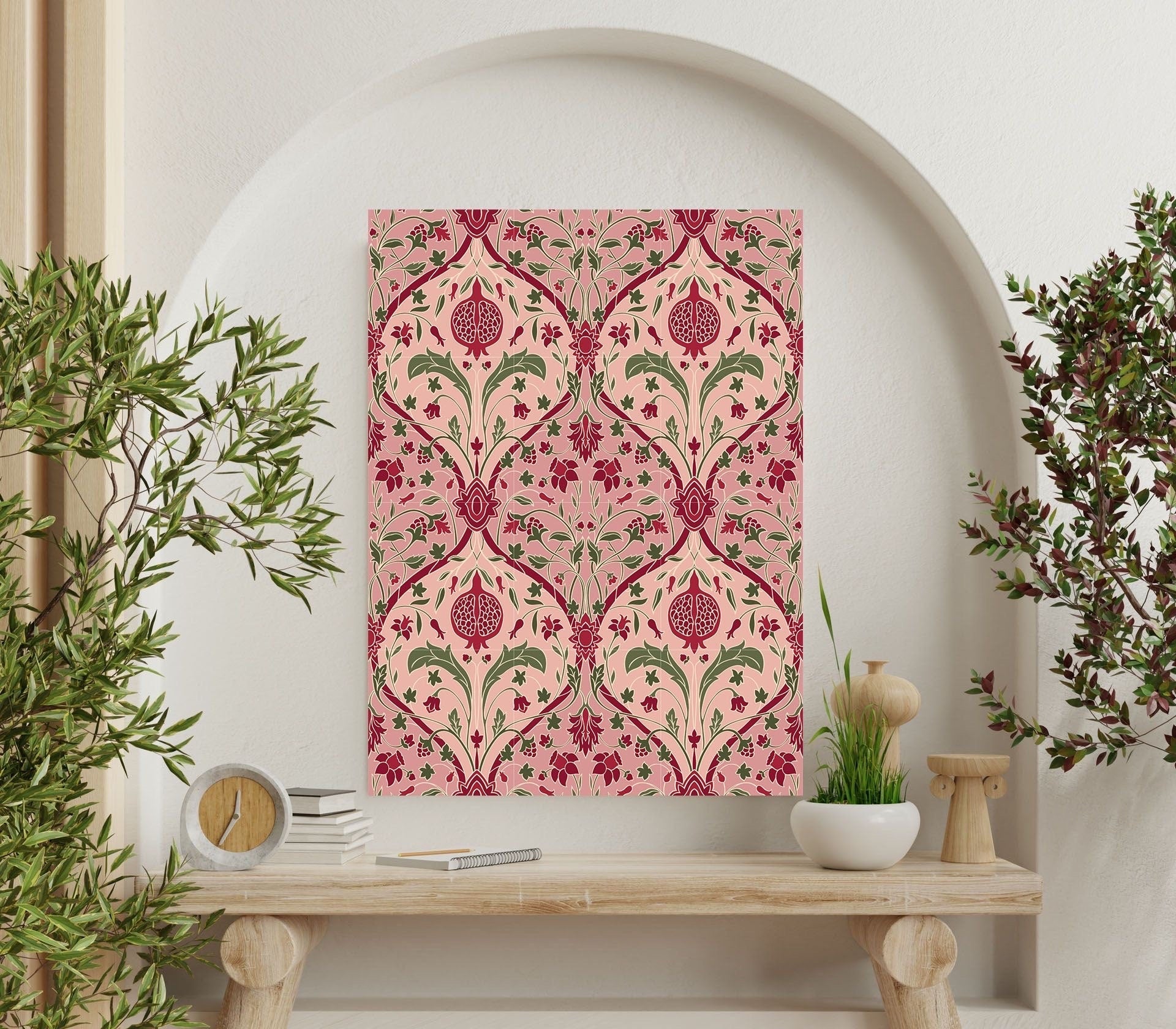 Flower Art Nouveau Ceramic Tile Mural/Mosaic - Floral Art Nouveau -Pattern Art Print - Flower Mural - Botanical Print - Art Nouveau Wall Art