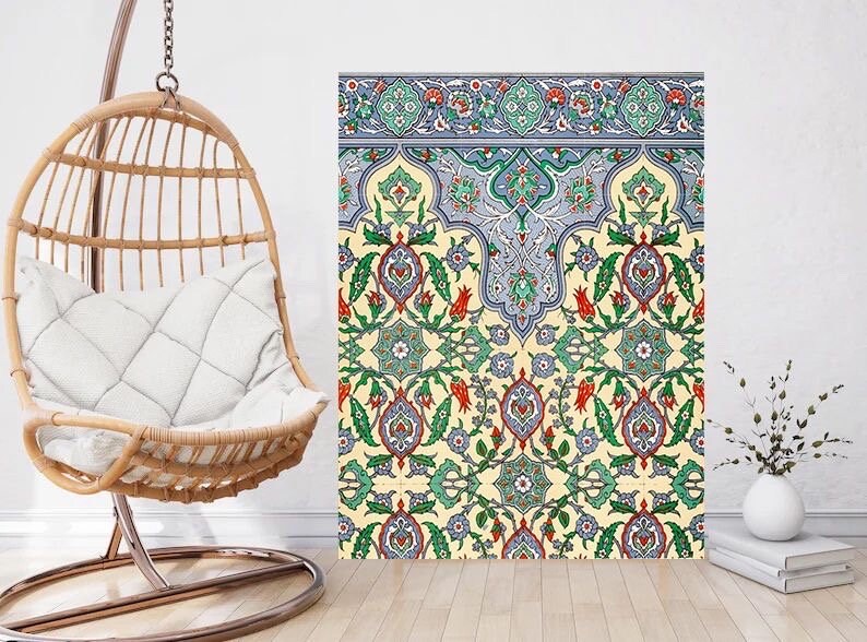Flower Art Nouveau Ceramic Tile Mural/Mosaic - Floral Art Nouveau -Pattern Art Print - Flower Mural - Botanical Print - Art Nouveau Wall Art