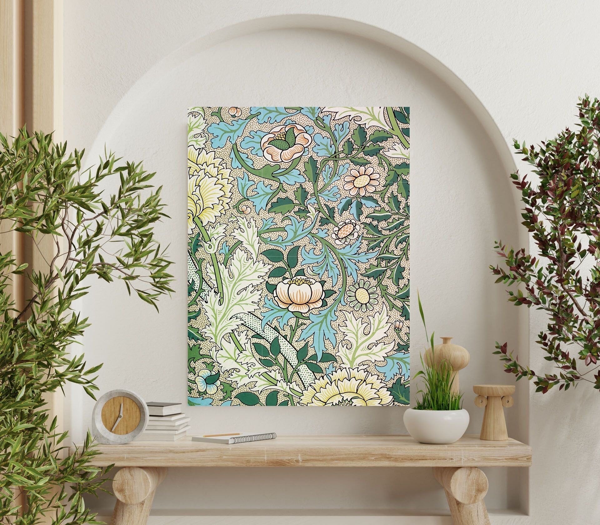 Flower Art Nouveau Ceramic Tile Mural/Mosaic - Floral Art Nouveau -Pattern Art Print - Flower Mural - Botanical Print - Art Nouveau Wall Art