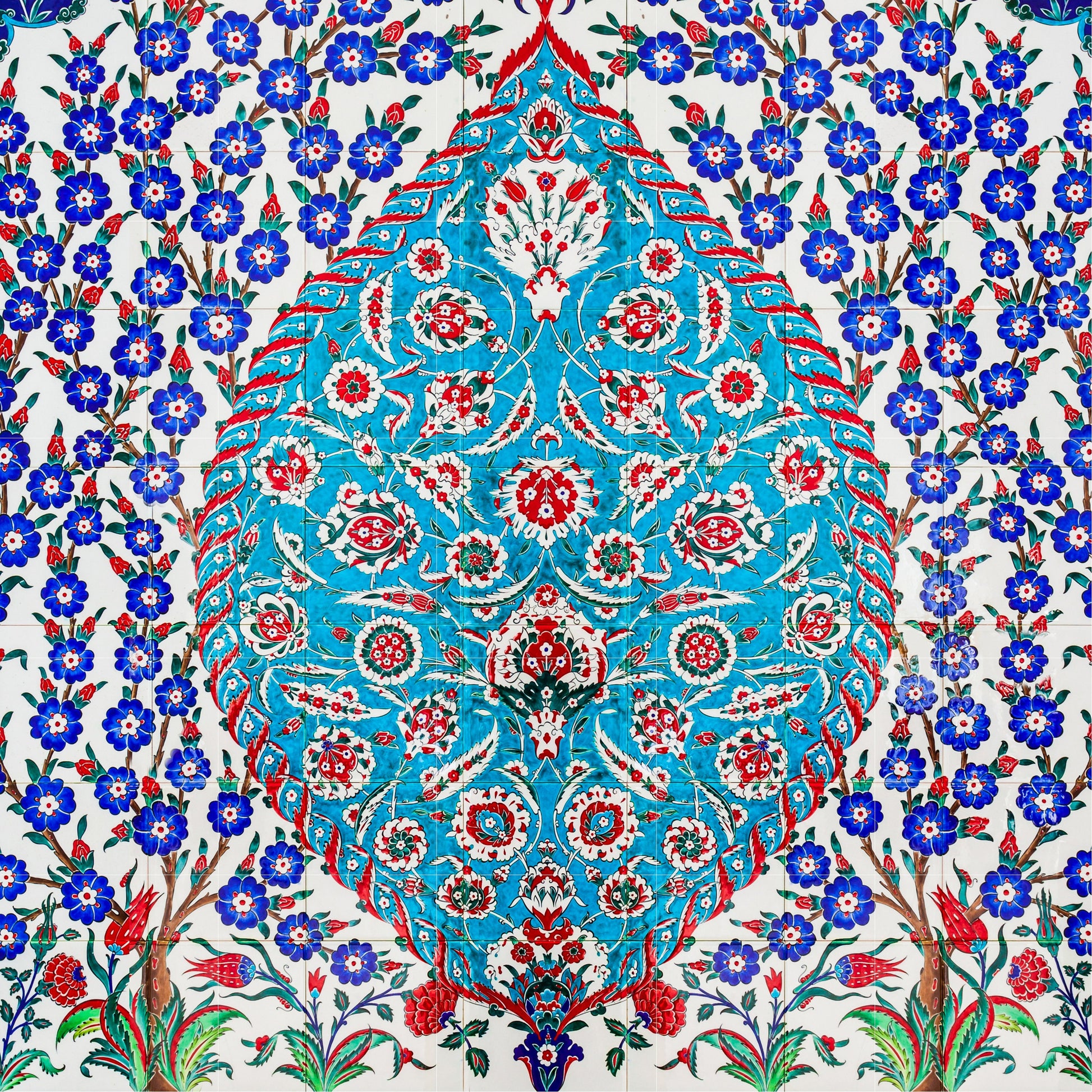Tile Mural/Mosaic Ceramic Panel of Arabic Pattern Aabic Print - Tile Mural - Gloss Tiles - Tile Mosaic -Arabic Print - Iznik Turkish Tiles