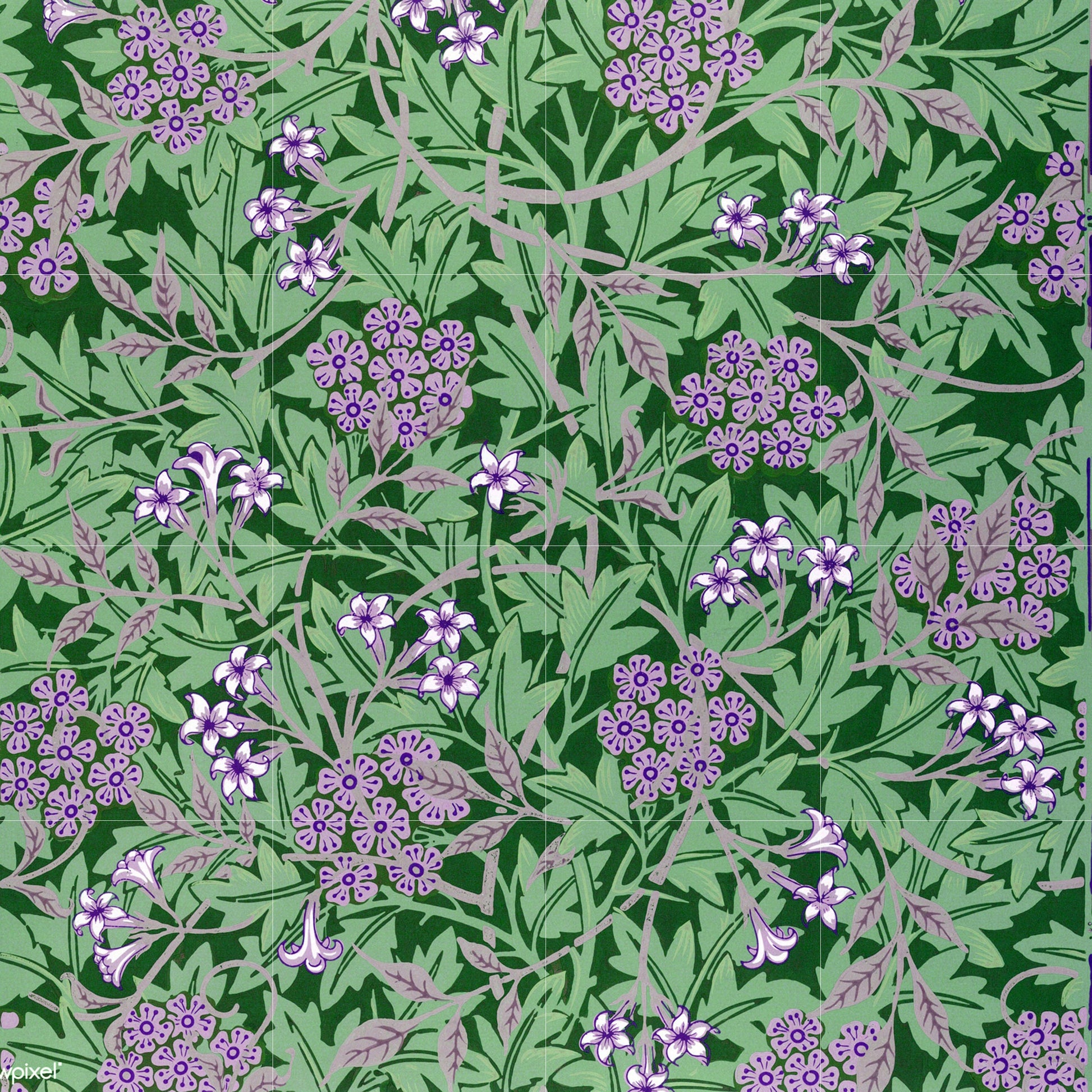 Tile Mural/Mosaic Ceramic Panel of Art Nouveau - William Morris Pattern - Flower Mural - Botanical Print - Tile Mural Mosaic - Floral Art