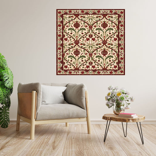 Flower Art Nouveau Ceramic Tile Mural/Mosaic - Floral Art Nouveau -Pattern Art Print - Flower Mural - Botanical Print - Art Nouveau Wall Art