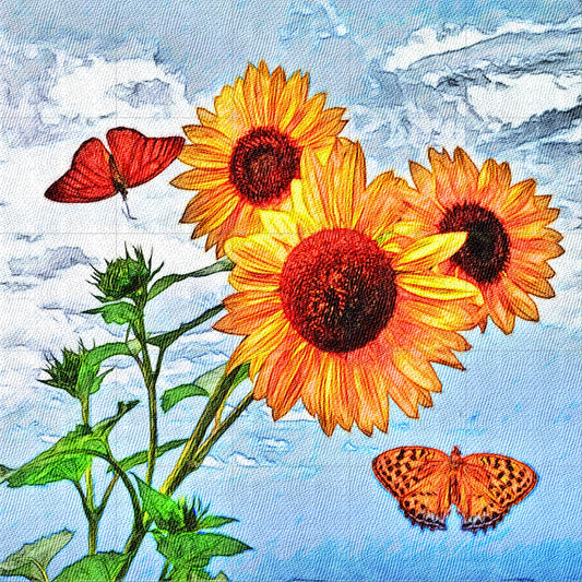 Tile Mural/Mosaic Ceramic Panel of Sunflower Art Print - Watercolour Flower - Flower Mural - Tile Mural - Gloss Tiles - Floral Tile Mosaic