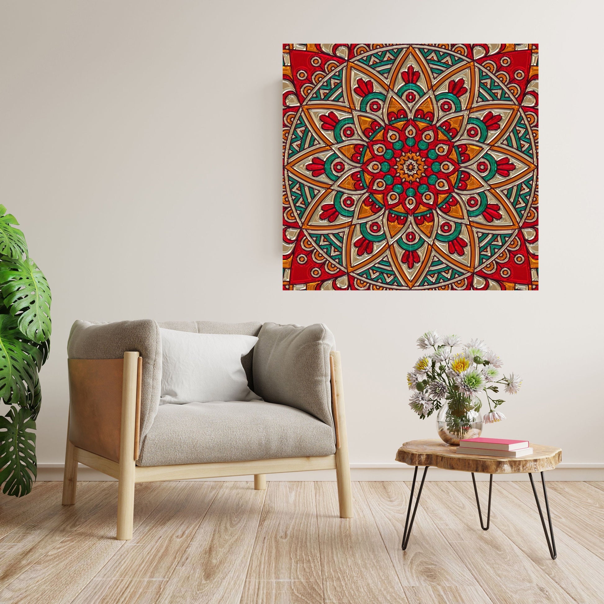 Tile Mural/Mosaic Ceramic Panel of Mandala Pattern - Mandala Wall Art - Mandala Print - Mandala Home Decor - Mandala Print - Mandala Art