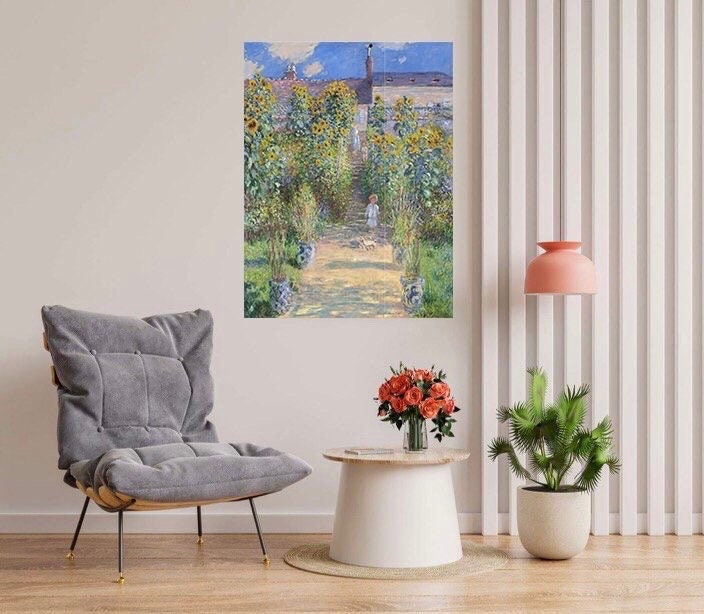 Tile Mural/Mosaic Ceramic Panel of Artist’s Garden - Claude Monet Print - Monet Wall Art - Garden Mural -Gloss Tiles -Sunflower Tile Mosaic