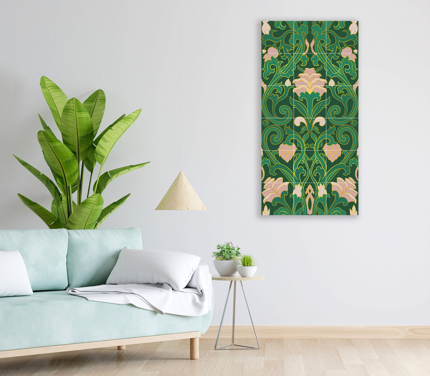 Art Nouveau Floral Ceramic Tile Mural/Mosaic -Art Nouveau Wall Decor Tiles -Kitchen Backsplash Tiles, Table Decorative Tiles, Bathroom Tiles