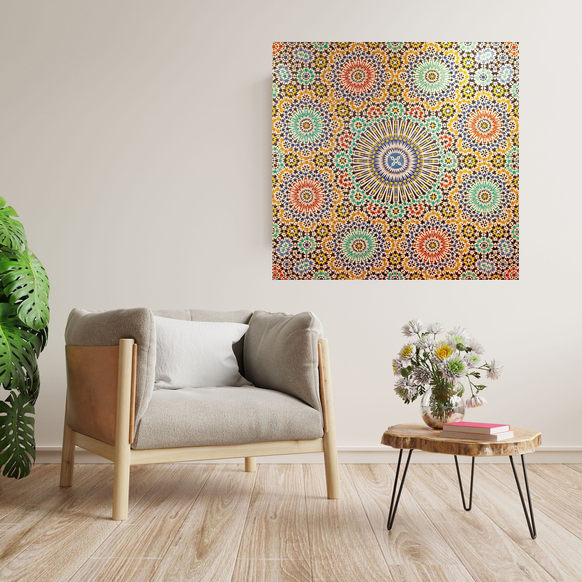 Tile Mural/Mosaic Ceramic Panel of Arabic Pattern -Arabic art decor -Moroccan Wall Art - Tile Mural -Home Decor -Tile Mosaic- Moroccan decor
