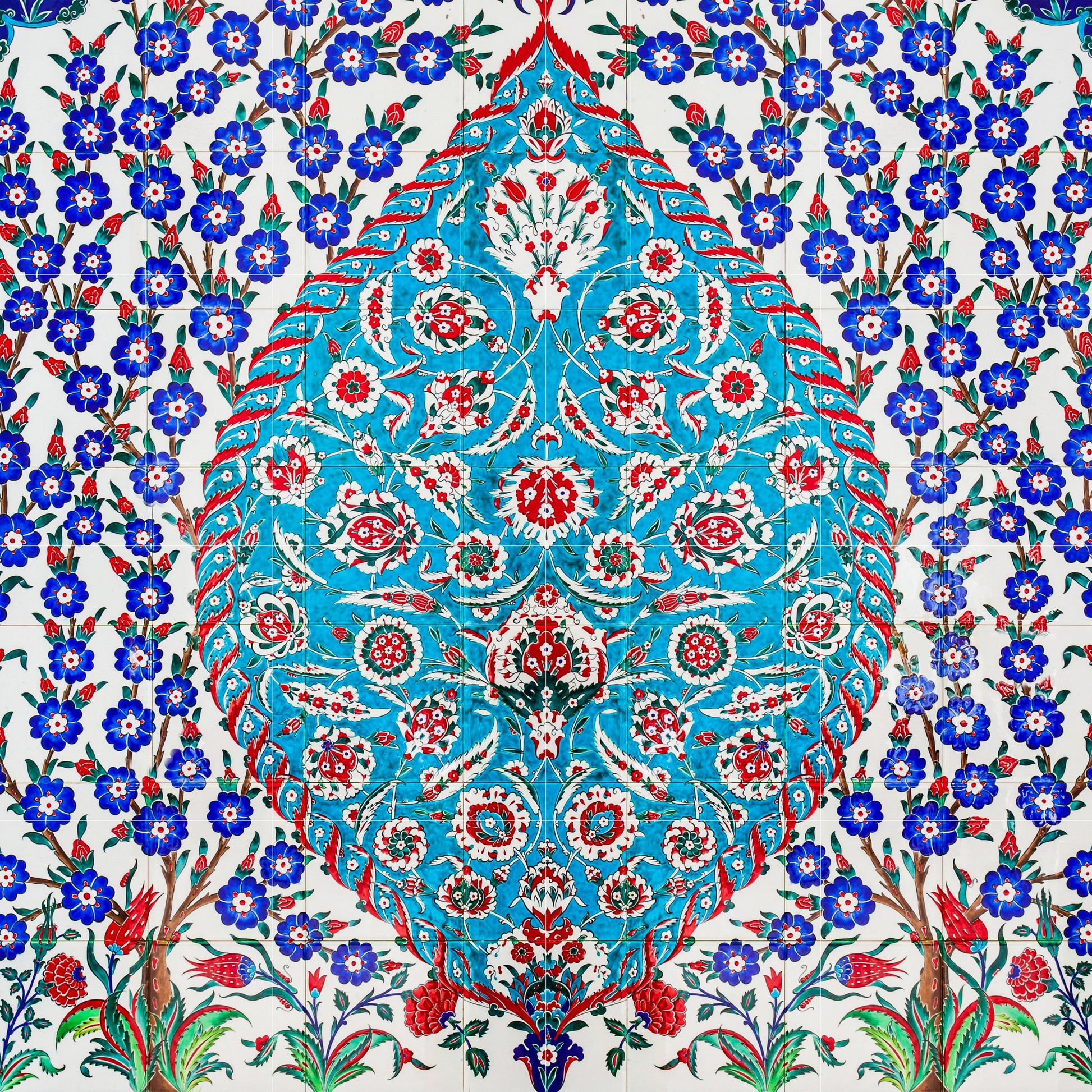 Tile Mural/Mosaic Ceramic Panel of Arabic Pattern Aabic Print - Tile Mural - Gloss Tiles - Tile Mosaic -Arabic Print - Iznik Turkish Tiles