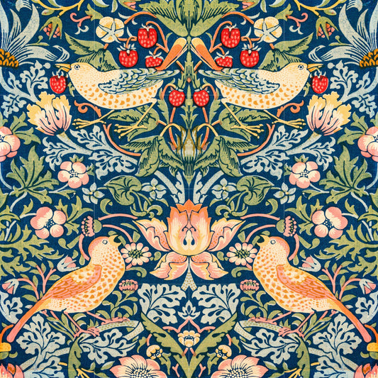 Tile Mural/Mosaic Ceramic Panel of Strawberry Thief - William Morris Pattern - Bird Mural - Botanical Print - Tile Mural Mosaic