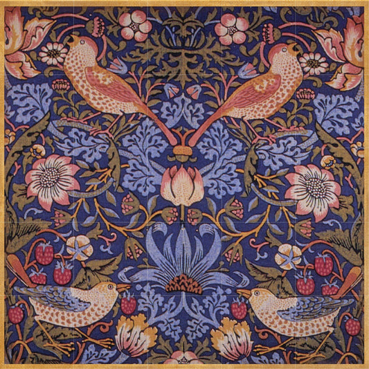 Tile Mural/Mosaic Ceramic Panel of Strawberry Thief - William Morris Pattern - Bird Mural - Botanical Print - Tile Mural Mosaic