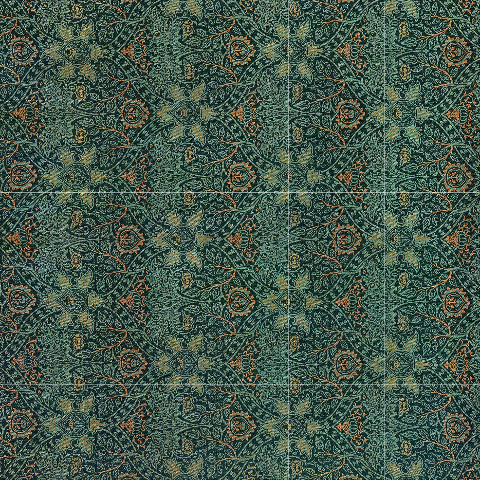 Tile Mural/Mosaic Ceramic Panel of Ispahan - William Morris Pattern - Leaf Wall Art - Botanical Print - Tile Mural Mosaic - Leaves Art