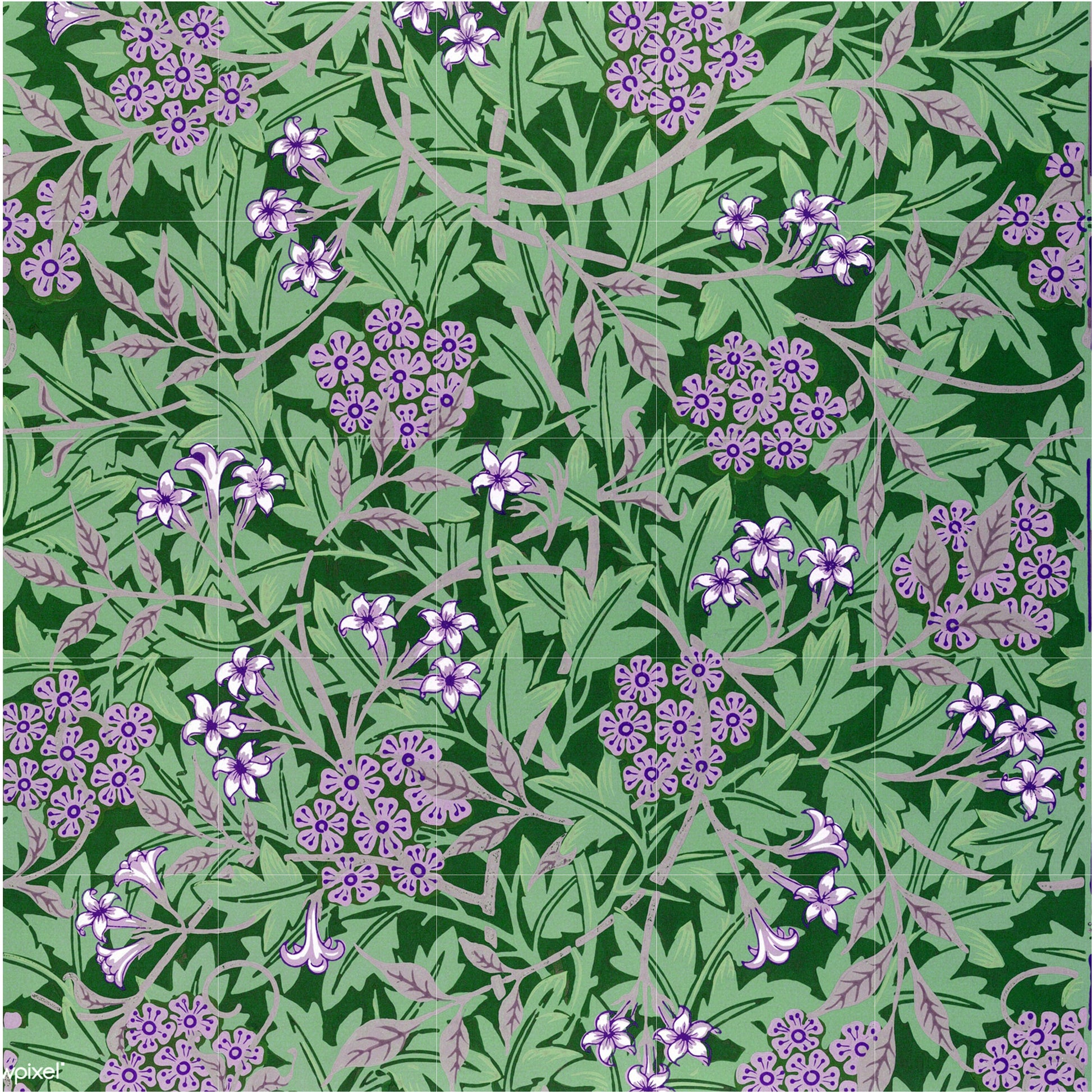Tile Mural/Mosaic Ceramic Panel of Art Nouveau - William Morris Pattern - Flower Mural - Botanical Print - Tile Mural Mosaic - Floral Art