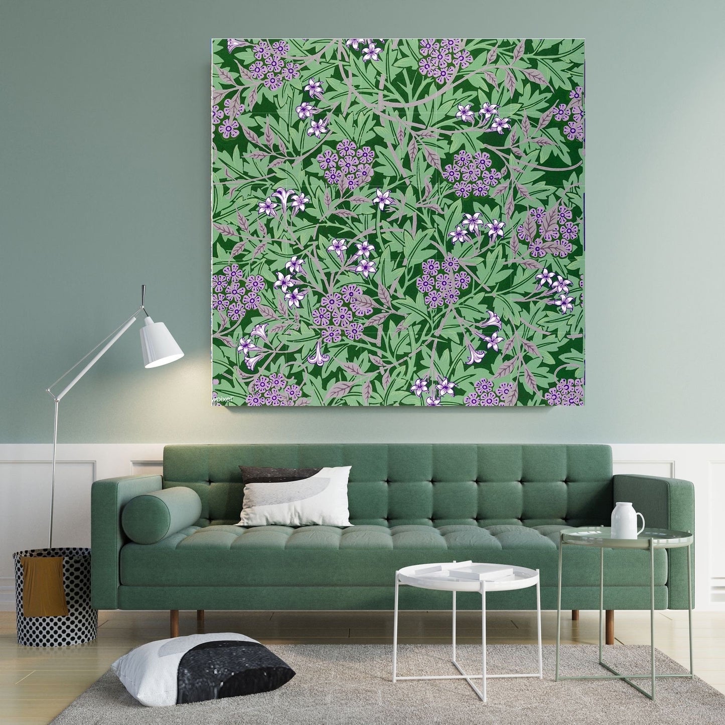 Tile Mural/Mosaic Ceramic Panel of Art Nouveau - William Morris Pattern - Flower Mural - Botanical Print - Tile Mural Mosaic - Floral Art