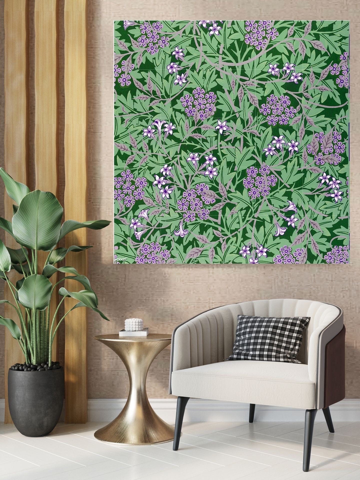 Tile Mural/Mosaic Ceramic Panel of Art Nouveau - William Morris Pattern - Flower Mural - Botanical Print - Tile Mural Mosaic - Floral Art