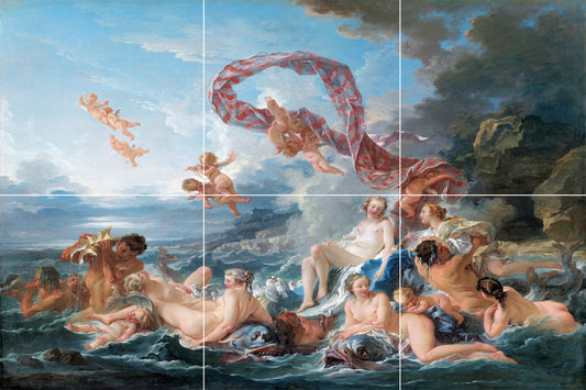 Tile Mural/Mosaic Ceramic Panel of Triumph of Venus Painting - Francois Boucher Wall Art - Rococo Art - Francois Boucher Prints Wall Decal