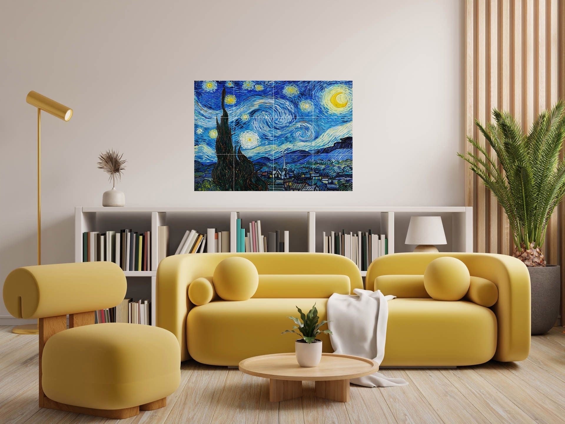 Tile Mural/Mosaic Ceramic Panel of Vincent Van Gogh - Starry Night Painting - Van Gogh Print Wall Art - Van Gogh Mural - Van Gogh Tiles