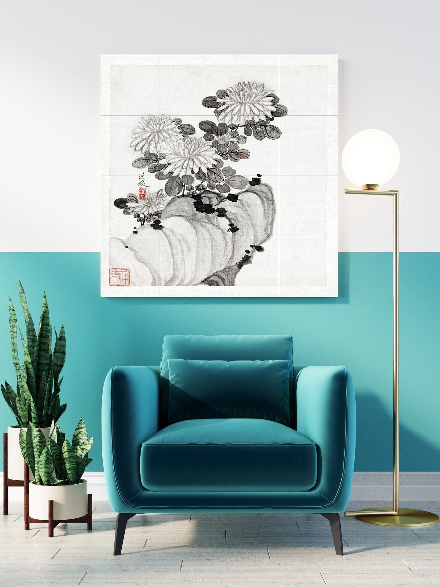 Tile Mural/Mosaic Ceramic of Chrysanthemums - Chinese Art Print -China Wall Art -Chinese Mural - Gloss Tiles -Botanical Print - Flower Mural