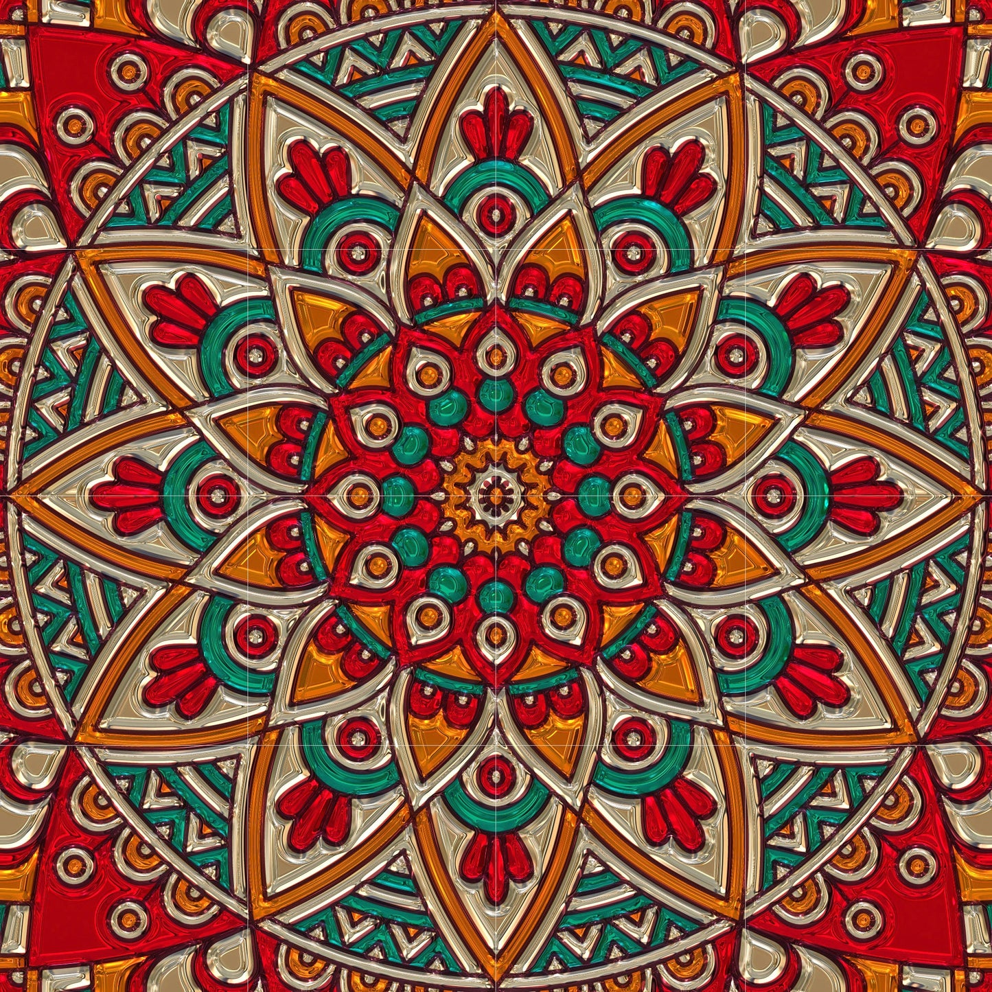 Tile Mural/Mosaic Ceramic Panel of Mandala Pattern - Mandala Wall Art - Mandala Print - Mandala Home Decor - Mandala Print - Mandala Art