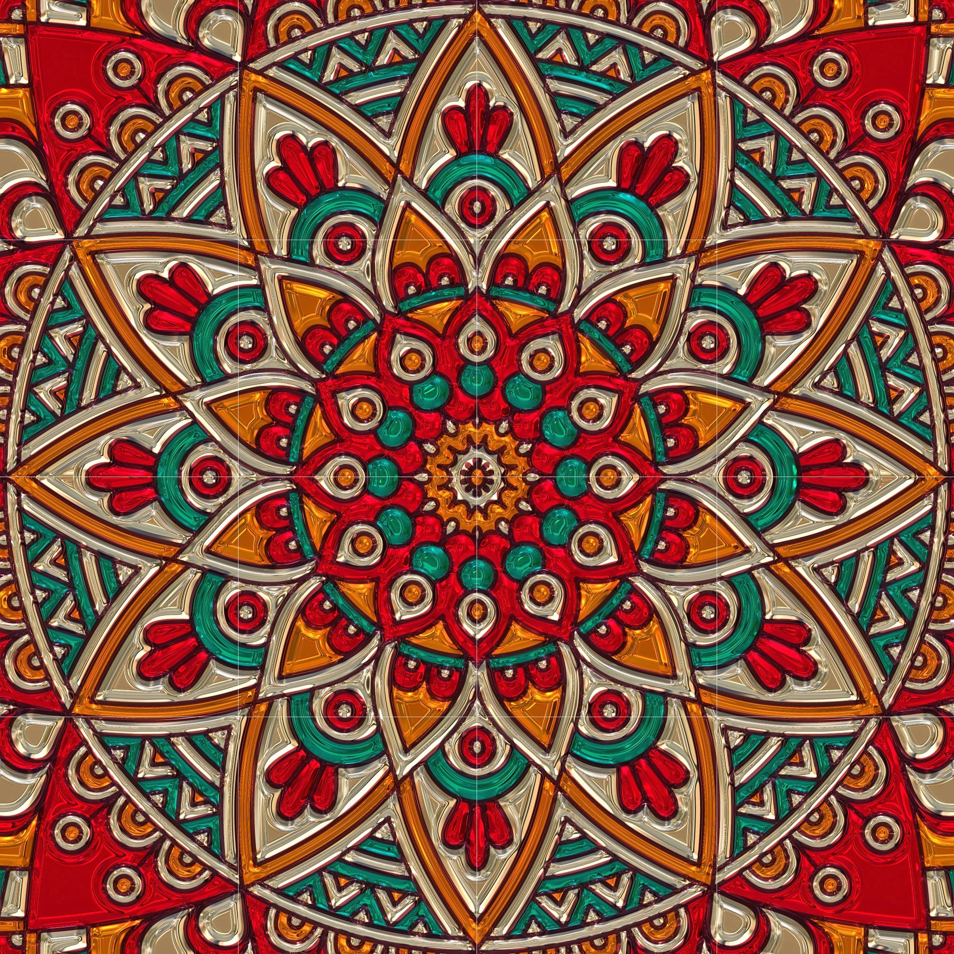Tile Mural/Mosaic Ceramic Panel of Mandala Pattern - Mandala Wall Art - Mandala Print - Mandala Home Decor - Mandala Print - Mandala Art
