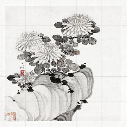 Tile Mural/Mosaic Ceramic of Chrysanthemums - Chinese Art Print -China Wall Art -Chinese Mural - Gloss Tiles -Botanical Print - Flower Mural