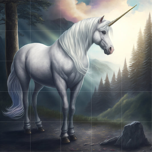 Tile Mural/Mosaic Ceramic Panel of Unicorn - Mural - Unicorn Wall Art - Unicorn Print - Gloss Tiles - Horse Mosaic - Horse Art Print