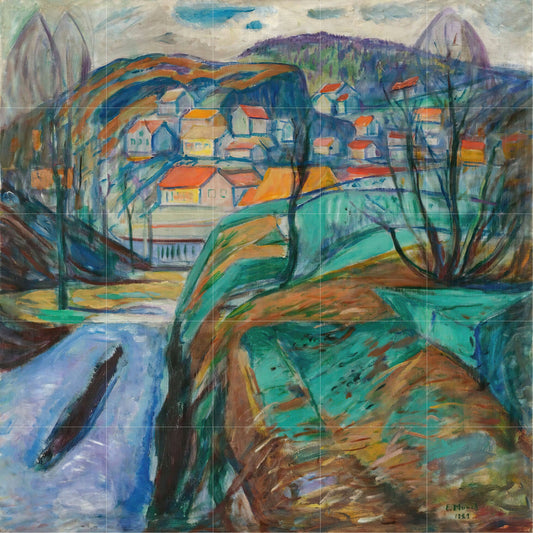 Tile Mural/Mosaic Ceramic Panel of Edvard Munch Painting Print - Munch Wall Print - Munch Art - Tile Mural - Tile Mosaic - Gloss Tiles