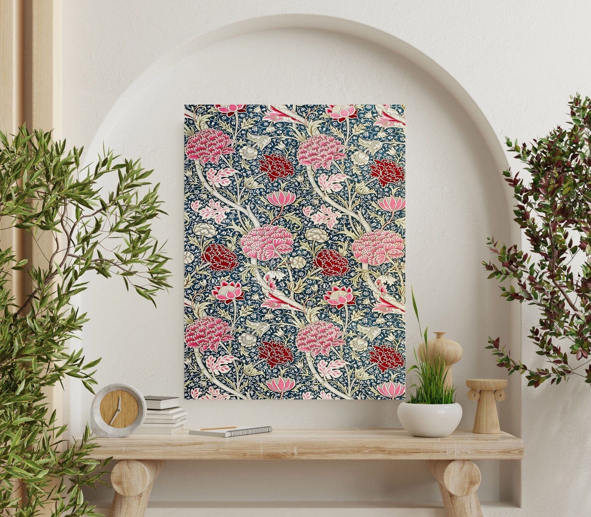 Tile Mural/Mosaic Ceramic Panel of William Morris Cray - William Morris Wall Art - Morris Pattern - Botanical Print -Gloss Tiles- Flower Art