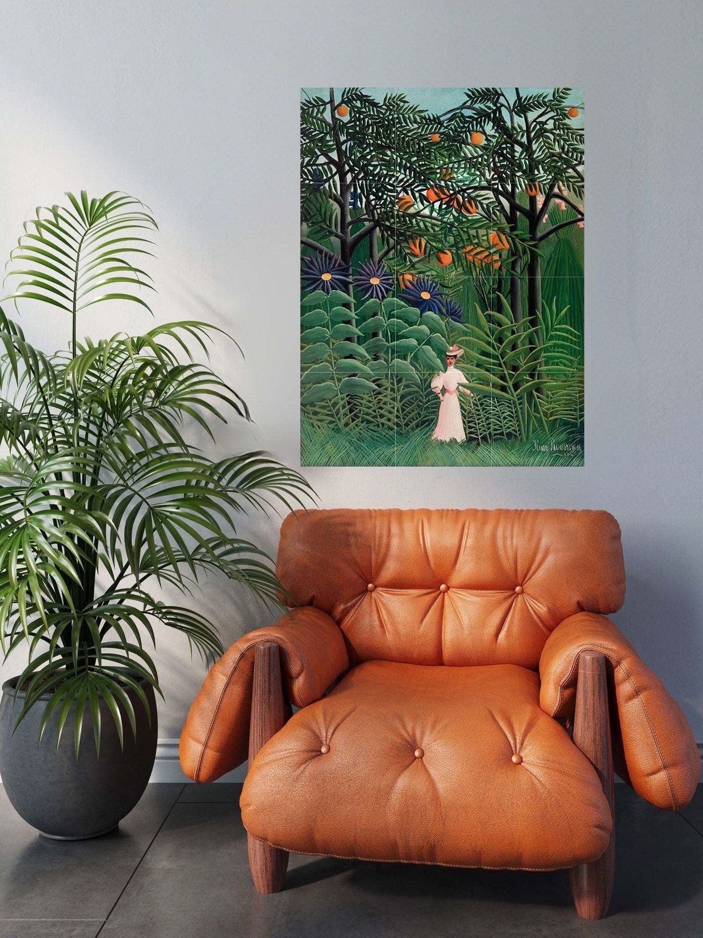 Tile Mural/Mosaic Ceramic Panel of Henri Rousseau Painting - Rousseau Wall Art - Rousseau Art Print - Tropical Forest Mural - Gloss Tiles