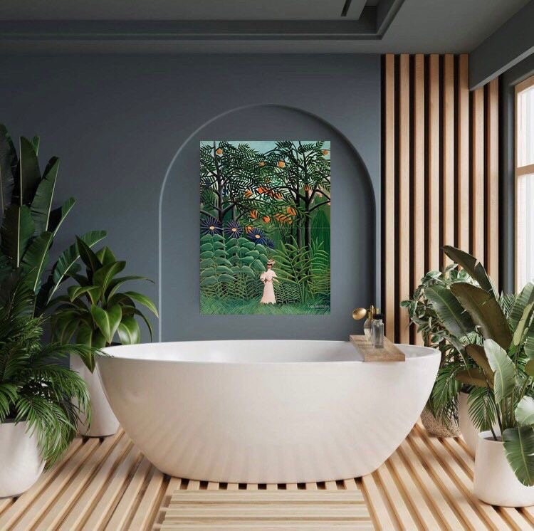 Tile Mural/Mosaic Ceramic Panel of Henri Rousseau Painting - Rousseau Wall Art - Rousseau Art Print - Tropical Forest Mural - Gloss Tiles
