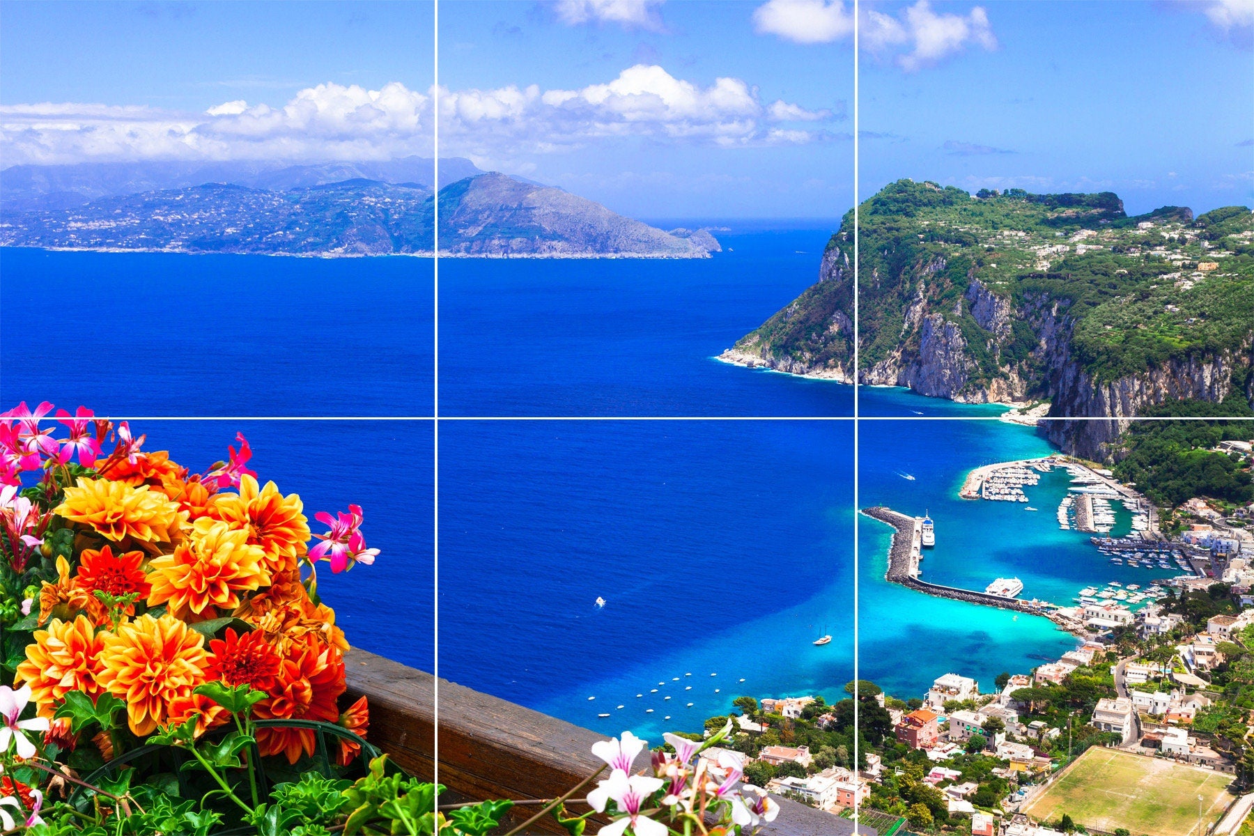 Tile Mural/Mosaic Ceramic Panel of Capri Island - Italy Wall Art Print - Italian Landscape - Italian Mural - Gloss Tiles - Italian Art Print