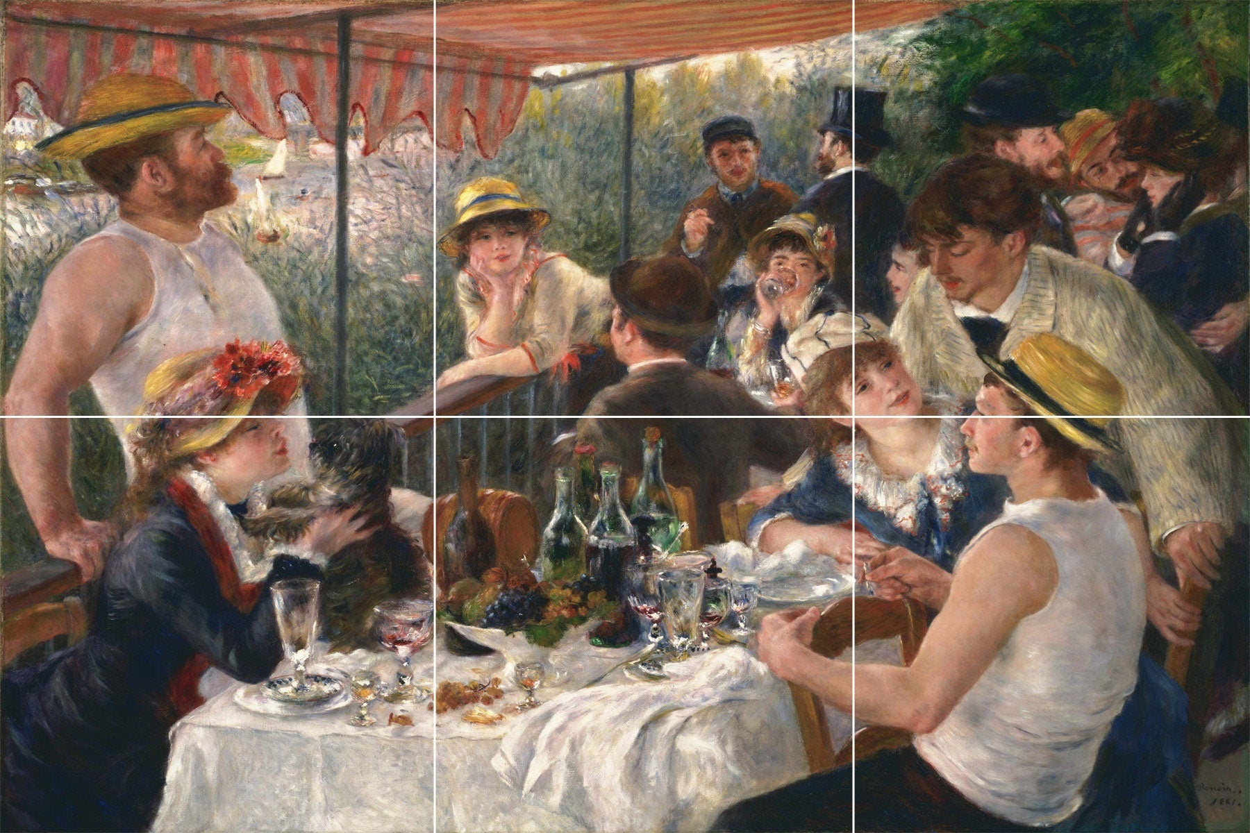 Tile Mural/Mosaic Ceramic Panel of Pierre-Auguste Renoir - Luncheon - Renoir Wall Art - Renoir Painting - Renoir Prints - Renoir Art