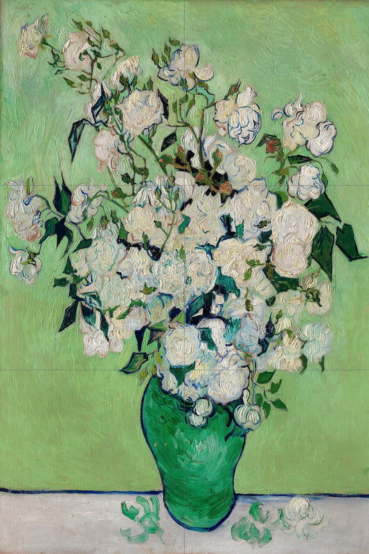 Tile Mural/Mosaic Ceramic Panel of Vincent Van Gogh Roses - Flower Mural - Van Gogh Print - Roses Art Print - Flowers in a Vase Art Print