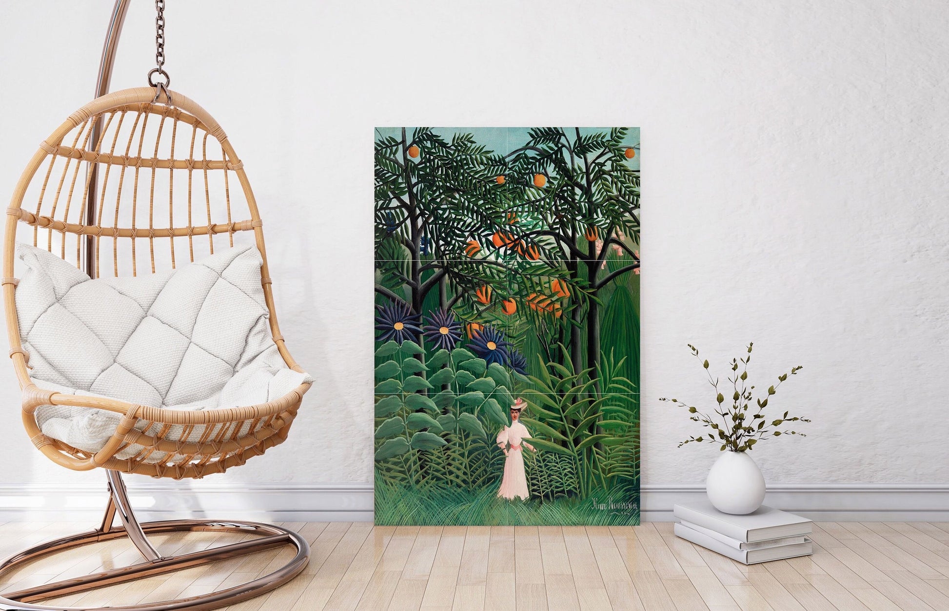 Tile Mural/Mosaic Ceramic Panel of Henri Rousseau Painting - Rousseau Wall Art - Rousseau Art Print - Tropical Forest Mural - Gloss Tiles