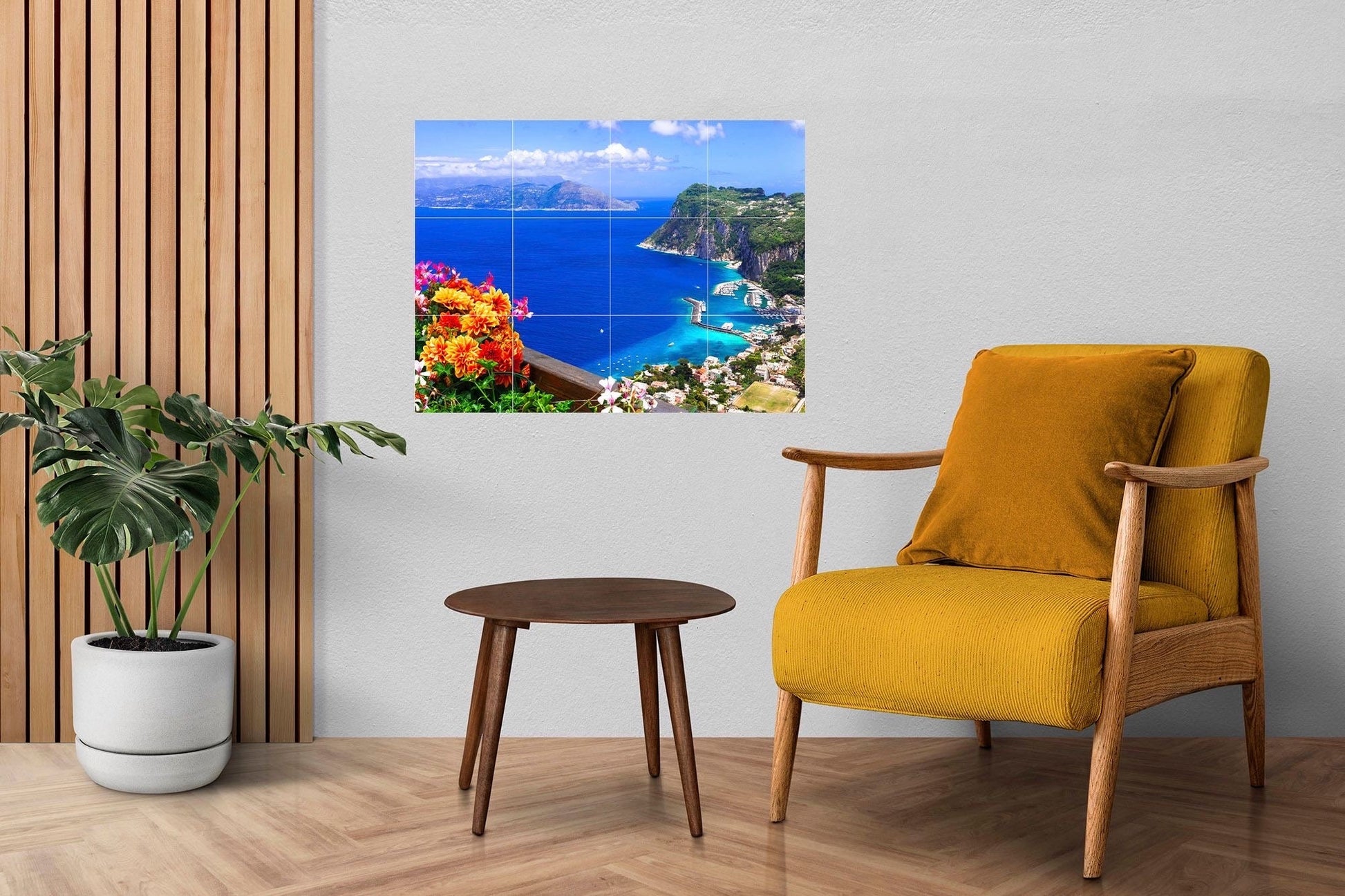 Tile Mural/Mosaic Ceramic Panel of Capri Island - Italy Wall Art Print - Italian Landscape - Italian Mural - Gloss Tiles - Italian Art Print