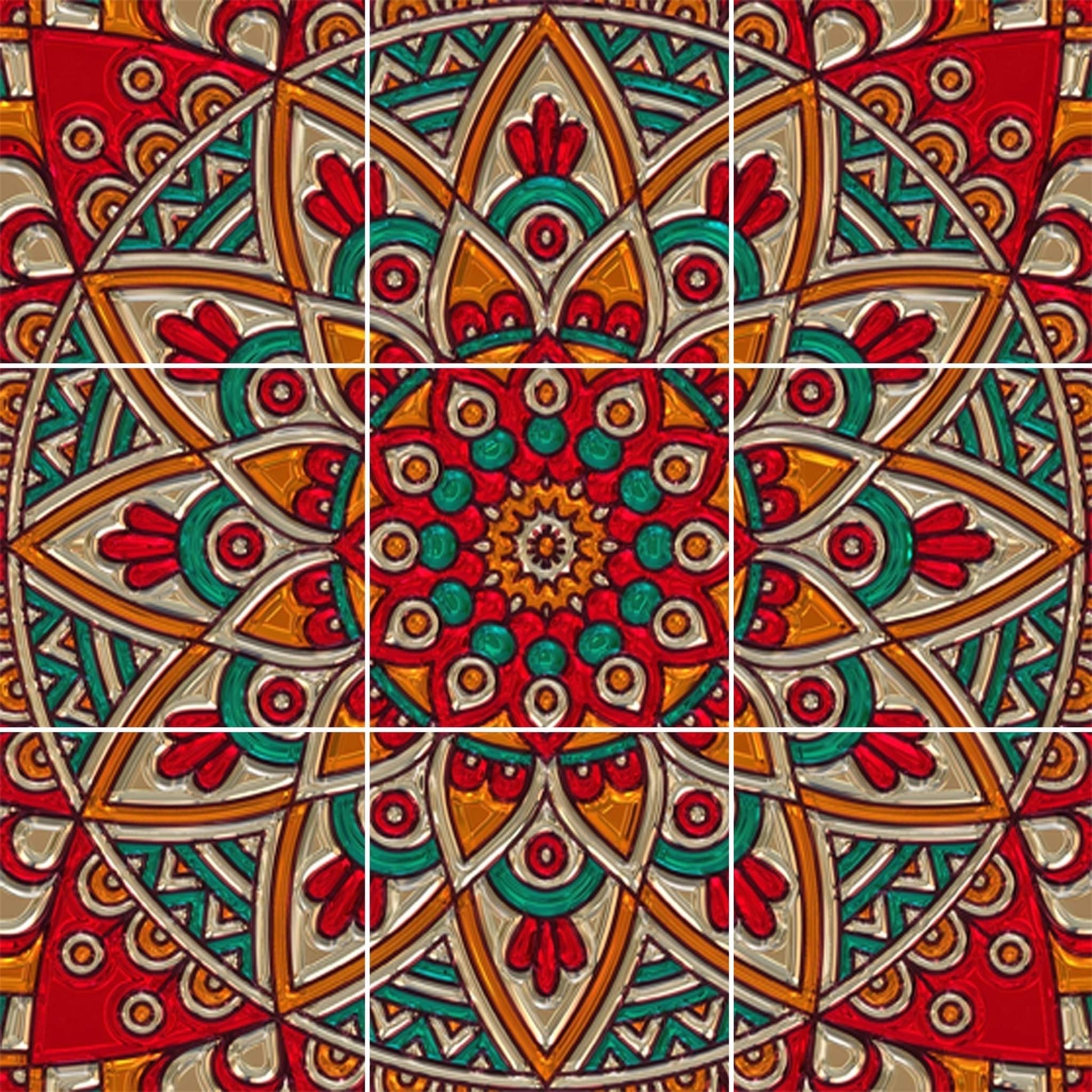 Tile Mural/Mosaic Ceramic Panel of Mandala Pattern - Mandala Wall Art - Mandala Print - Mandala Home Decor - Mandala Print - Mandala Art