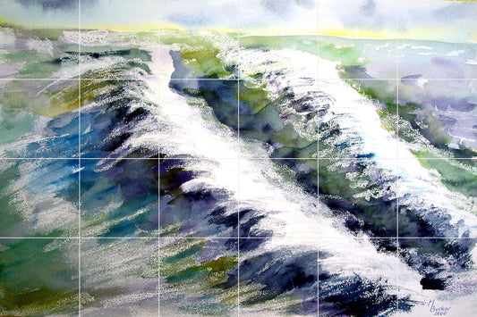 Tile Mural/Mosaic Ceramic Panel of Ocean Waves - Storm Mural - Ocean Waves Wall Mural - Wall Art -Tile Mural Art - Home Decor - Tile Mosaic