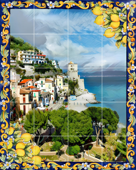 Tile Mural/Mosaic Ceramic Panel of Maiori - Maiori Mural- Maiori Amalfi Coast - Maiori Wall Art - Tile Mural - Gloss Tiles -Tile Mosaic