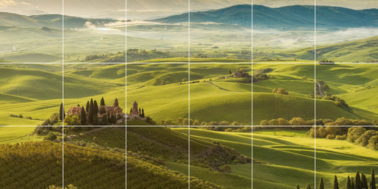 Tile Mural/Mosaic Ceramic Panel of Val d Orcia - Tuscany - Italian Landscape - Colourful Wall Art - Tile Mural - Gloss Tiles - Tile Mosaic