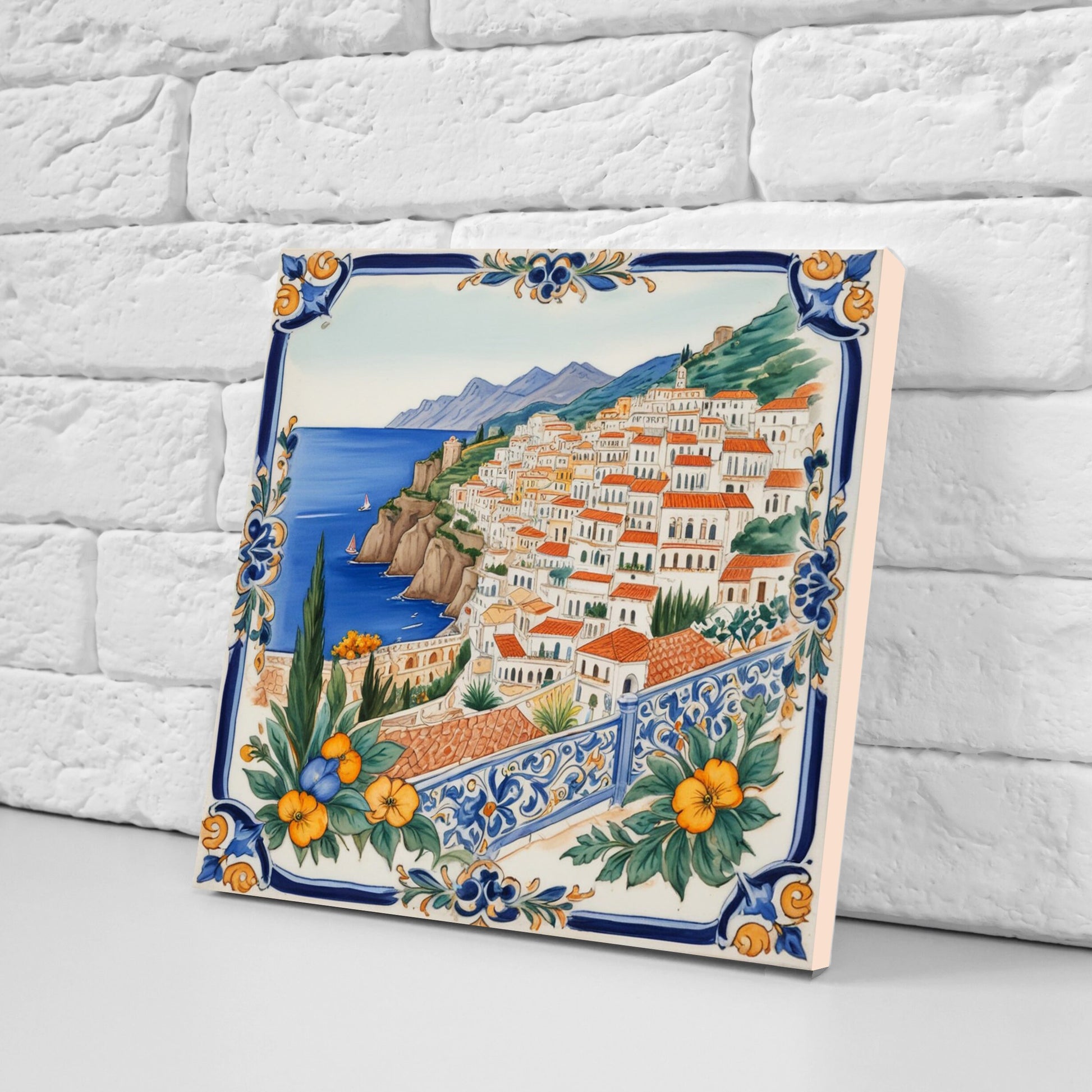 Amalfi Ceramic tiles - Set of 3 Amalfi Wall Decor Tiles - Kitchen Backsplash Tiles, Bathroom Tiles, Amalfi ceramics, Shower tiles, wall tile