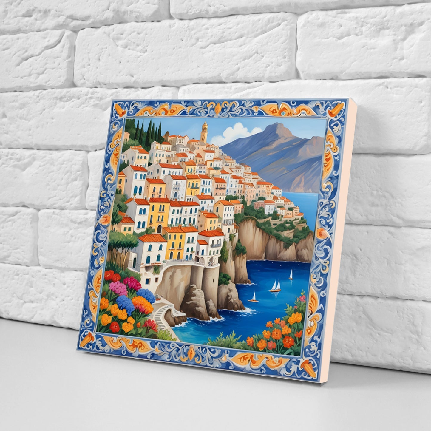 Amalfi Ceramic tiles - Set of 3 Amalfi Wall Decor Tiles - Kitchen Backsplash Tiles, Bathroom Tiles, Amalfi ceramics, Shower tiles, wall tile