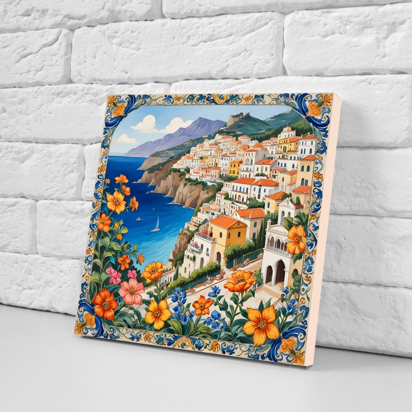 Amalfi Ceramic tiles - Set of 3 Amalfi Wall Decor Tiles - Kitchen Backsplash Tiles, Bathroom Tiles, Amalfi ceramics, Shower tiles, wall tile