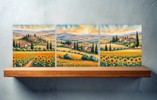 Tuscany Ceramic tiles - Set of 3 Tuscany Wall Decor Tiles - Kitchen Backsplash Tiles, Bathroom Tiles, Tuscany ceramics, Shower tiles