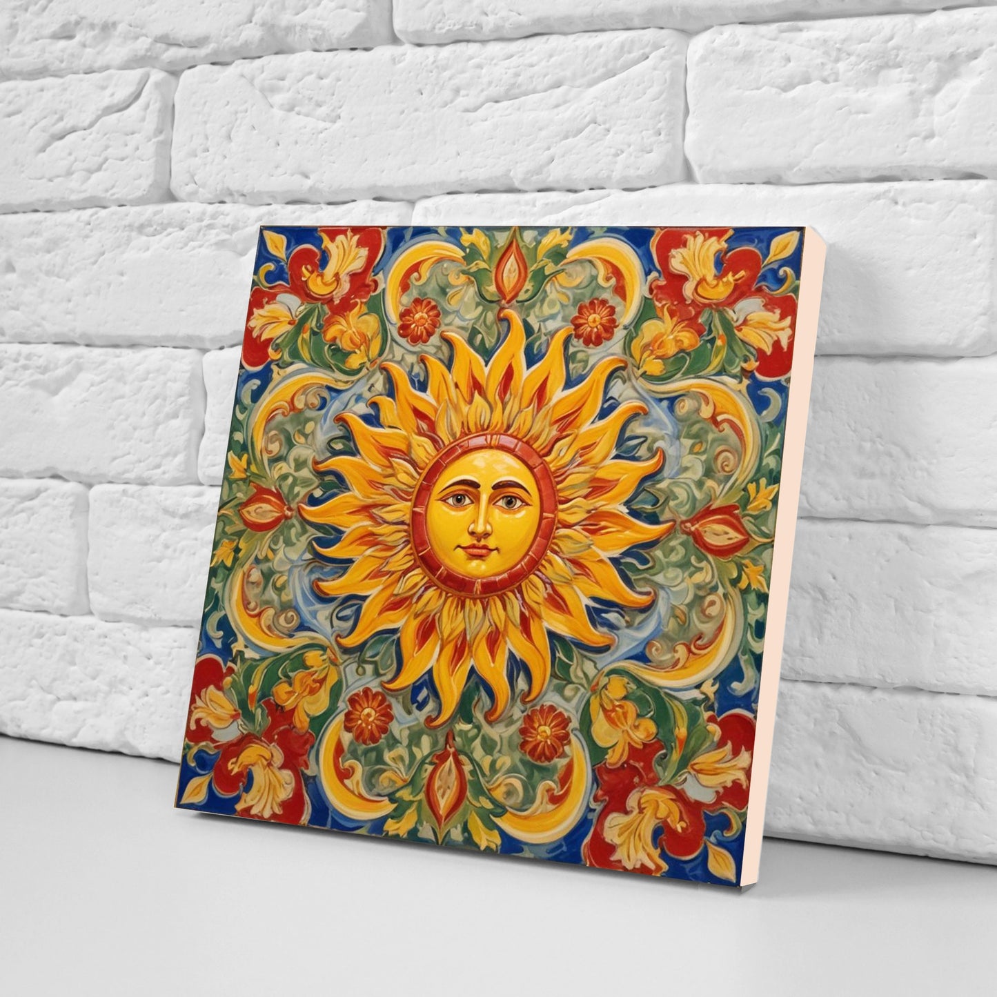 Sicilian Sun Ceramic tiles - Set of 2 Sicilian Wall Decor Tiles - Kitchen Backsplash Tiles, Bathroom Tiles, Shower tiles, Italian Tiles