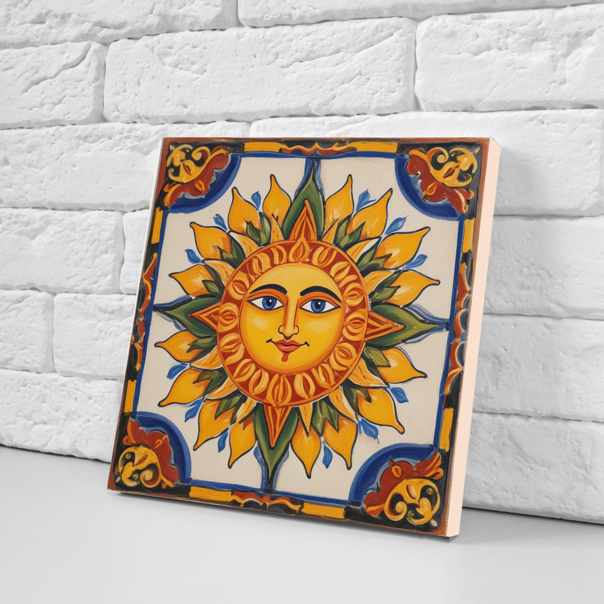 Sicilian Sun Ceramic tiles - Set of 2 Sicilian Wall Decor Tiles - Kitchen Backsplash Tiles, Bathroom Tiles, Shower tiles, Italian Tiles