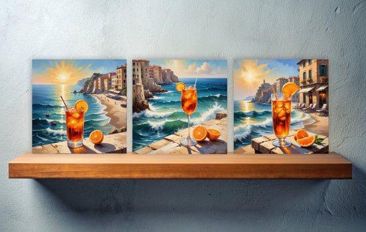 Italian Majolica Tiles - Set of 3 Italian Wall Decor Tiles - Kitchen Backsplash Tiles, Table Decorative Tiles, Bathroom Tiles, Coaster