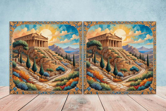Sicilian Ceramic tiles - Set of 2 Sicilian Wall Decor Tiles - Kitchen Backsplash Tiles, Bathroom Tiles, Sicilian ceramics, Shower tiles